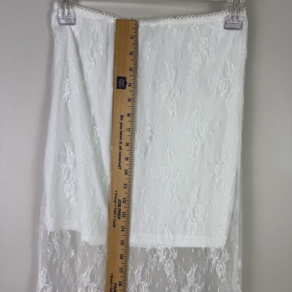 All In Favor White Lace Midi Skirt Small Sheer Overlay Lined NWOT Cottagecore - Picture 9 of 11
